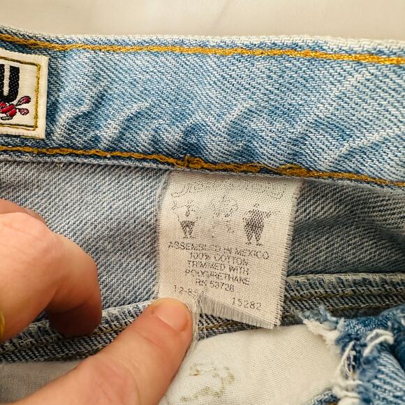 Vintage 1980s JouJou Purple "Leather" Color Block Denim Jean Shorts Jorts - Picture 5 of 7